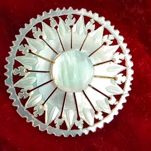 Mother of Pearl Carved Flower Brooch Pin